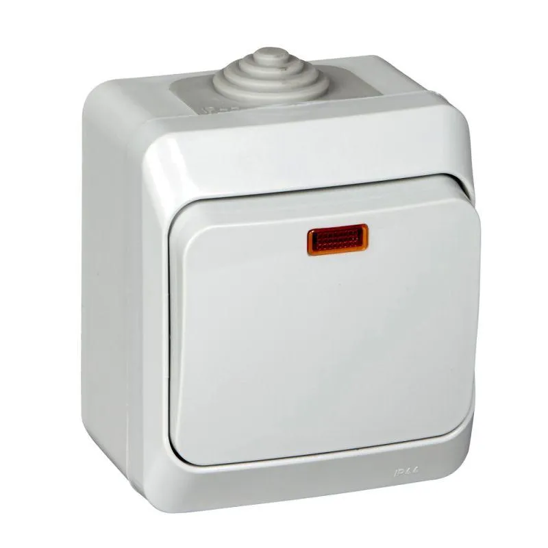 Выключатель 1-кл. ОП Этюд 10А IP44 10AX с подсветкой сер. SE BA10-045C Systeme Electric