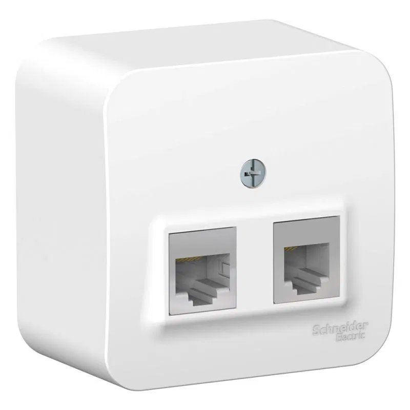 Розетка компьютерная + телефонная 2-м ОП Blanca RJ45 кат.5E + RJ11 с изолир. пластиной бел. SE BLNIA045111 Systeme Electric