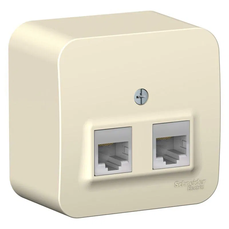 Розетка компьютерная 2-м ОП Blanca RJ45 кат.5E с изолир. пластиной молочн. SE BLNIA045452 Systeme Electric
