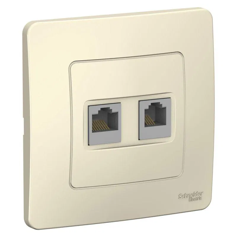 Розетка компьютерная + телефонная 2-м СП Blanca RJ45 кат.5E + RJ11 молочн. SE BLNIS045112 Systeme Electric