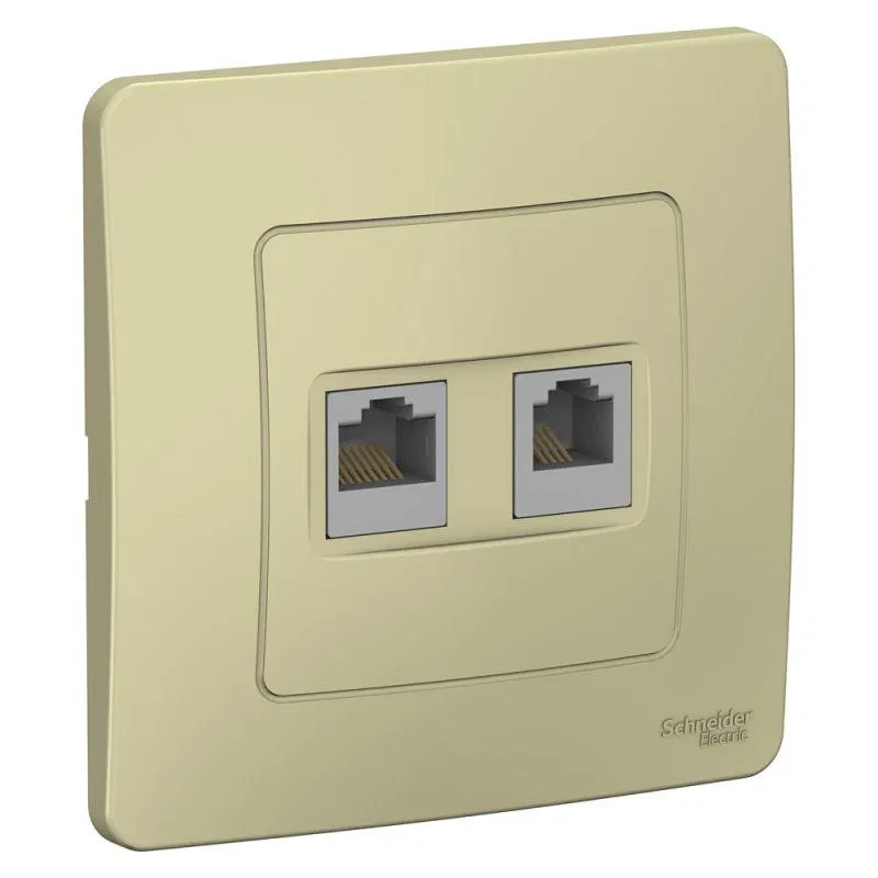 BLANCA SOCKET SWITCH double: RJ45 comp, cat.5E + telephone RJ11, BEIGE