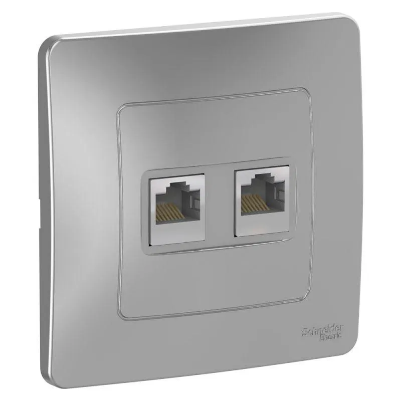 Розетка компьютерная 2-м СП Blanca RJ45 кат.5E алюм. SE BLNIS045453 Systeme Electric