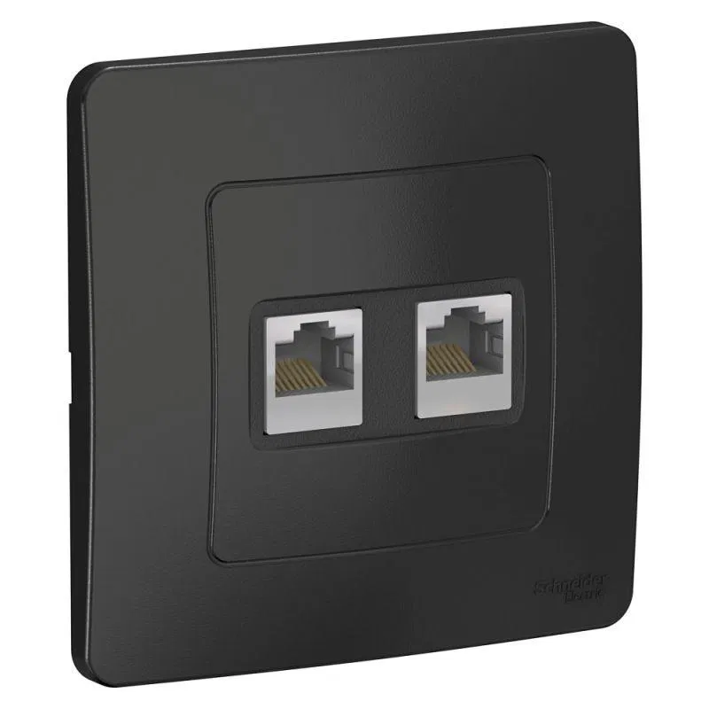 Розетка компьютерная 2-м СП Blanca RJ45 кат.5E антрацит SE BLNIS045456 Systeme Electric