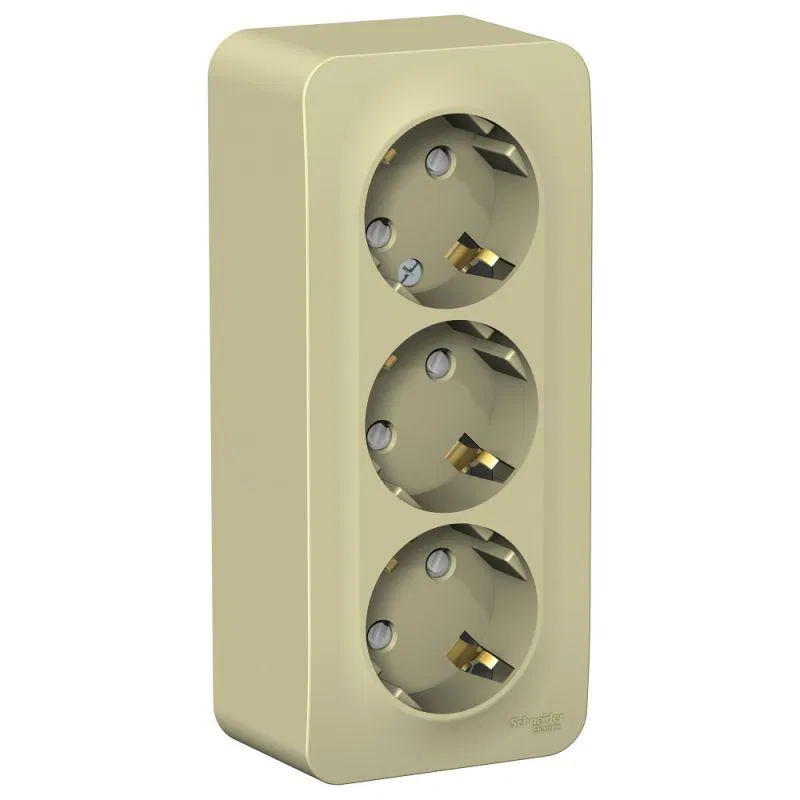 BLANCA Socket with ground and shutters, insulated plate, 16A, 250V, BEIGE