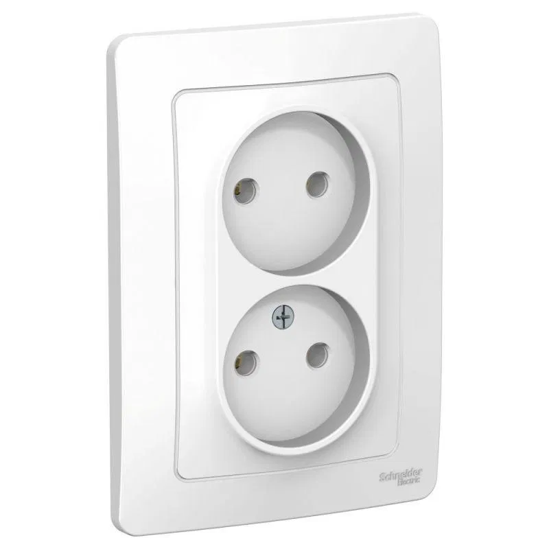 Розетка 2-м СП Blanca 16А IP20 250В без заземл. без защ. шторок бел. SE BLNRS000021 Systeme Electric