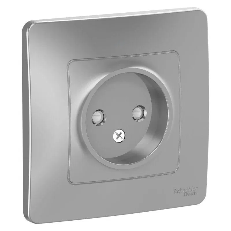 Розетка 1-м СП Blanca 16А IP20 250В без заземл. защ. шторки алюм. SE BLNRS000113 Systeme Electric