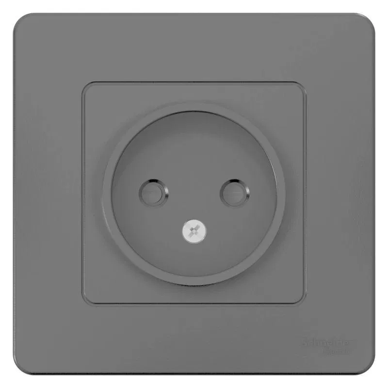 Розетка 1-м СП Blanca 16А IP20 250В без заземл. защ. шторки антрацит SE BLNRS000116 Systeme Electric