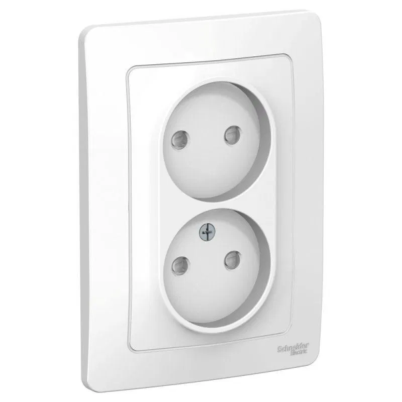 Розетка 2-м СП Blanca 16А IP20 250В без заземл. защ. шторки бел. SE BLNRS000121 Systeme Electric