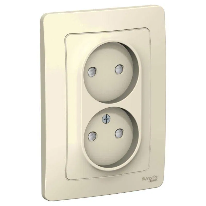 Розетка 2-м СП Blanca 16А IP20 250В без заземл. защ. шторки молоч. SE BLNRS000122 Systeme Electric