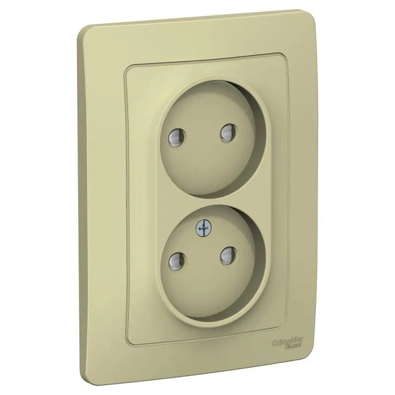 BLANCA S/U SOCKET double without grounding with shutters, 16A, 250V, BEIGE