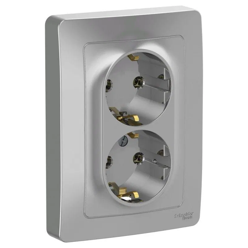 Розетка 2-м СП Blanca 16А IP20 250В с заземл. без защ. шторок алюм. SE BLNRS001023 Systeme Electric