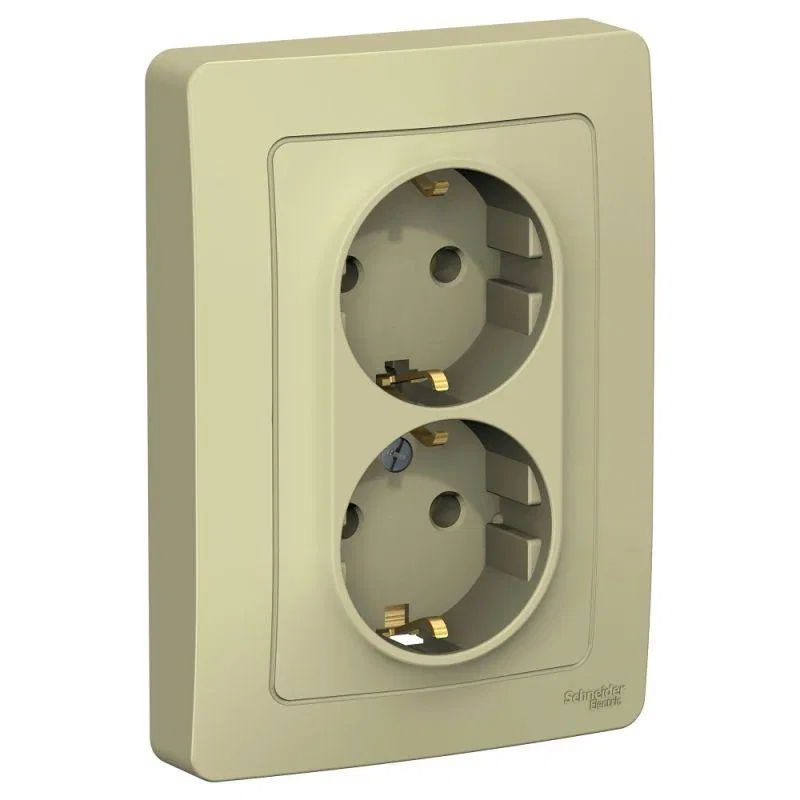 Розетка 2-м СП Blanca 16А IP20 250В с заземл. без защ. шторок беж. SE BLNRS001027 Systeme Electric