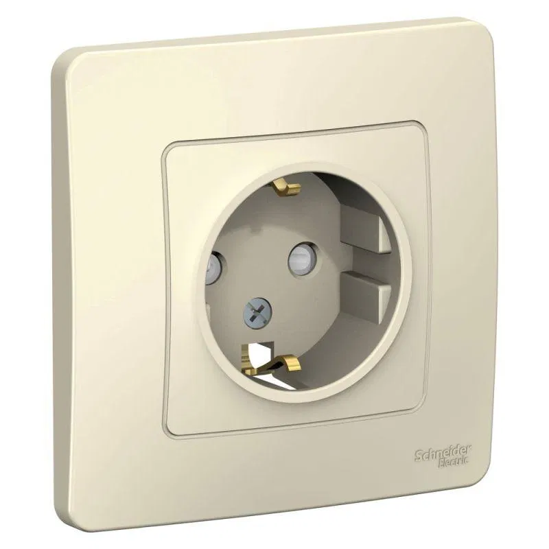 Розетка 1-м СП Blanca 16А IP20 250В с заземл. защ. шторки молоч. SE BLNRS001112 Systeme Electric