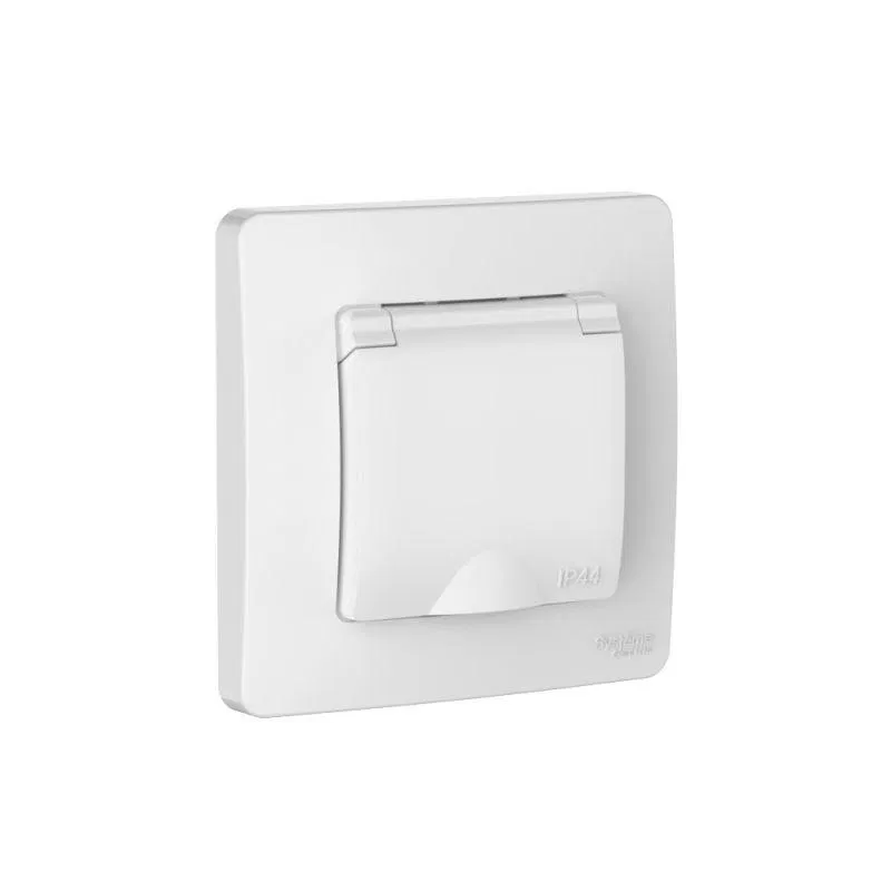 Розетка 1-м СП Blanca 16А IP44 250В с заземл. защ. шторки с крышкой бел. SE BLNRS441111 Systeme Electric
