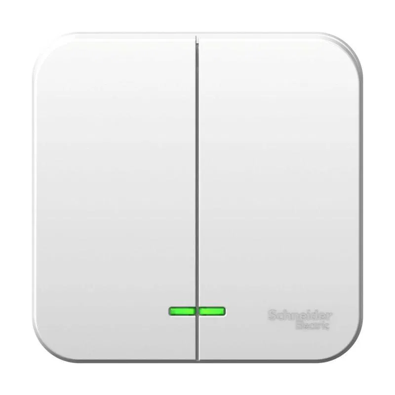 Выключатель 2-кл. ОП Blanca 6А IP20 (сх. 5) 250В с подсветкой бел. SE BLNVA065101 Systeme Electric