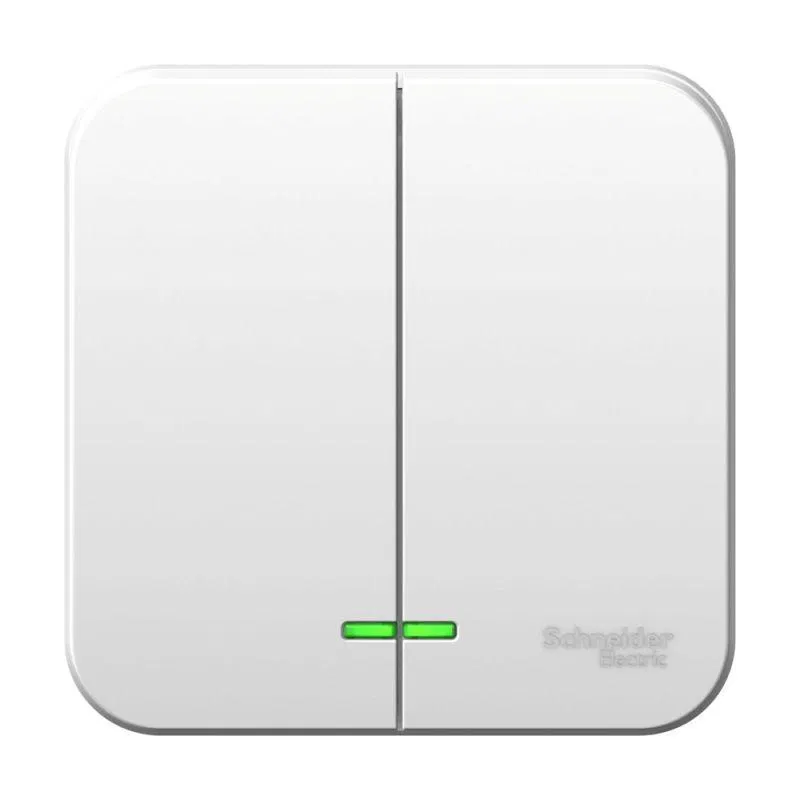 Выключатель 2-кл. ОП Blanca 6А IP20 (сх. 5) 250В с подсветкой с изолир. пластиной бел. SE BLNVA065111 Systeme Electric