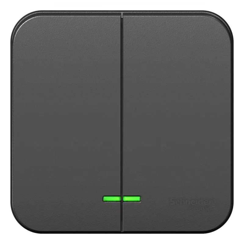 Выключатель 2-кл. ОП Blanca 10А IP20 (сх. 5) 250В с подсветкой антрацит SE BLNVA105106 Systeme Electric