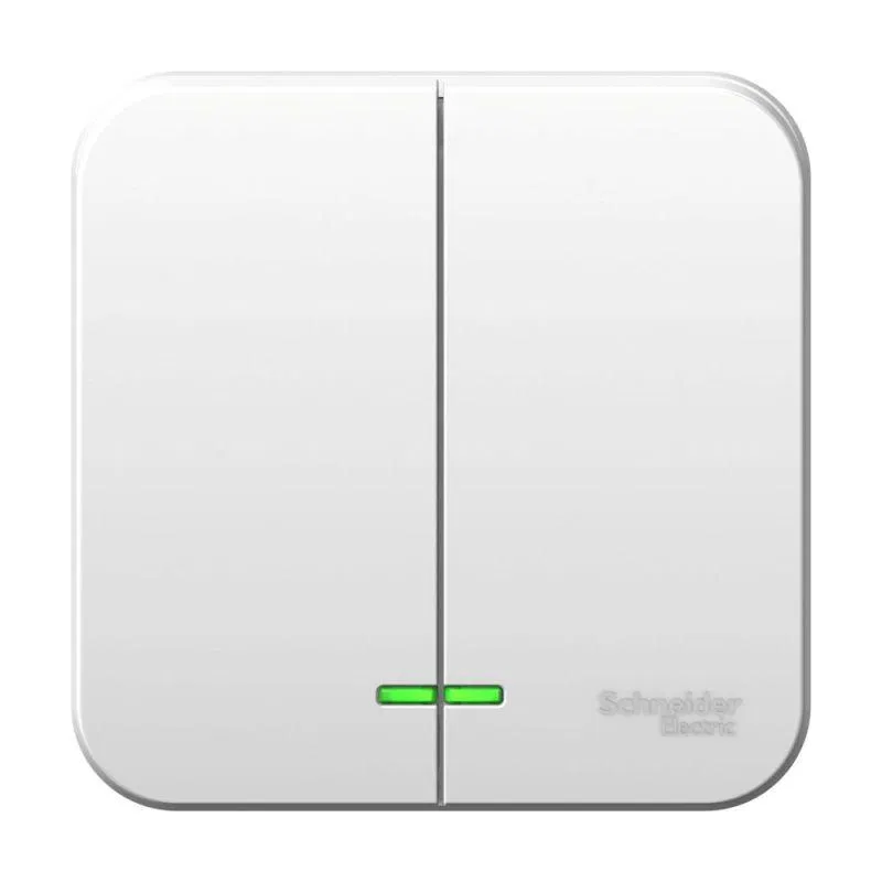 Выключатель 2-кл. ОП Blanca 10А IP20 (сх. 5) 250В с подсветкой с изолир. пластиной бел. SE BLNVA105111 Systeme Electric