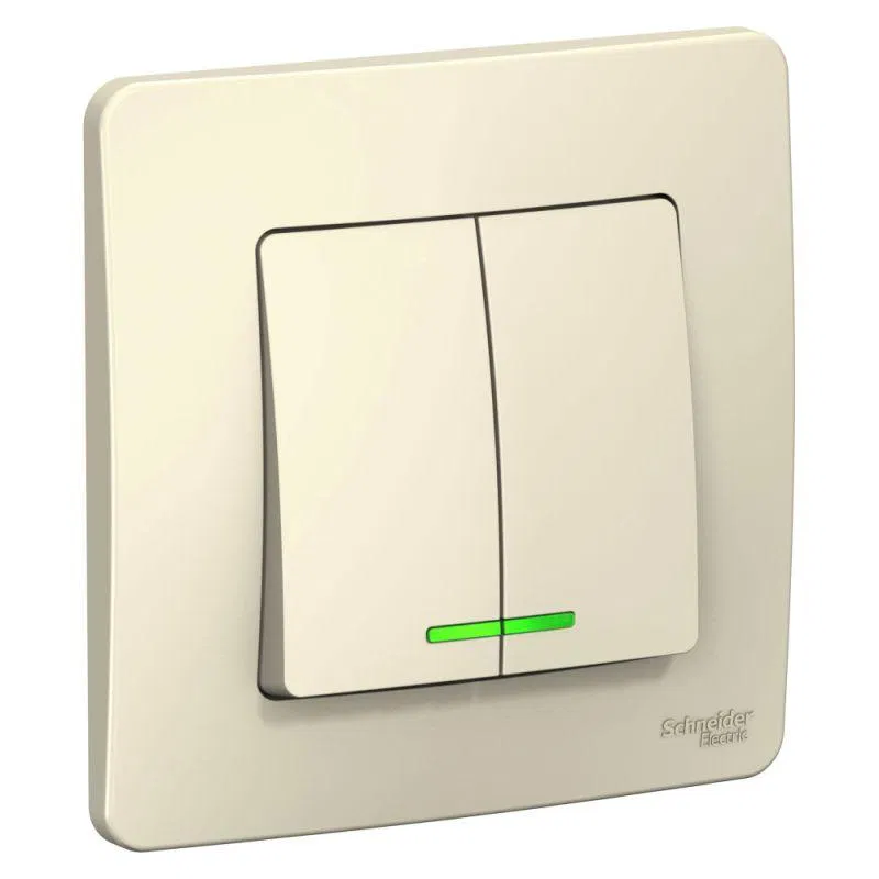 Выключатель 2-кл. СП Blanca 6А IP20 (сх. 5) 250В с подсветкой молочн. SE BLNVS006512 Systeme Electric