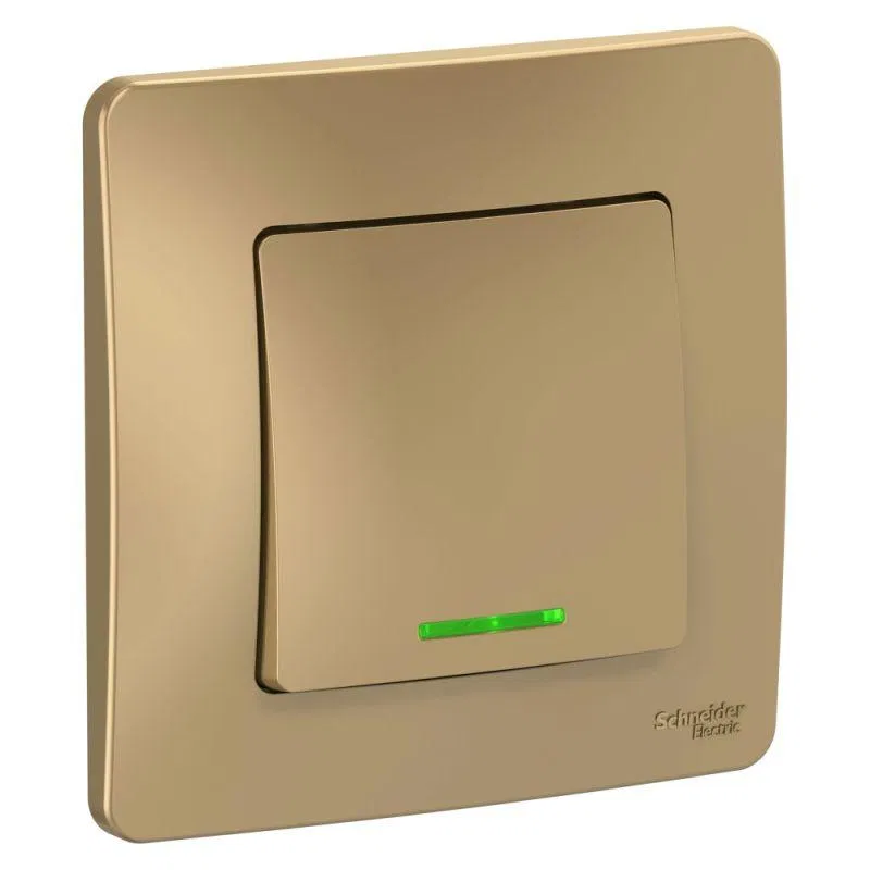 Выключатель 1-кл. СП Blanca 10А IP20 (сх. 1) 250В с подсветкой титан SE BLNVS010114 Systeme Electric