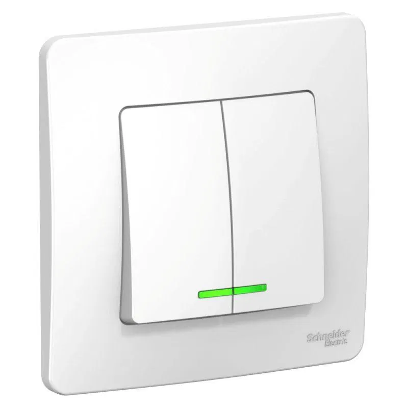 Выключатель 2-кл. СП Blanca 10А IP20 (сх. 5) 250В с подсветкой бел. SE BLNVS010511 Systeme Electric