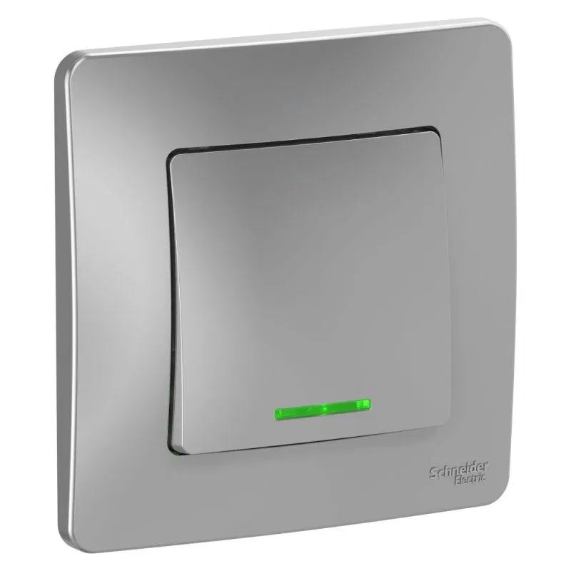 Переключатель проходной 1-кл. СП Blanca 10А IP20 (сх. 6) 250В с подсветкой алюм. SE BLNVS010613 Systeme Electric