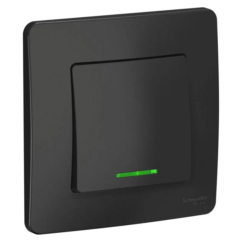 Переключатель проходной 1-кл. СП Blanca 10А IP20 (сх. 6) 250В с подсветкой антрацит SE BLNVS010616 Systeme Electric