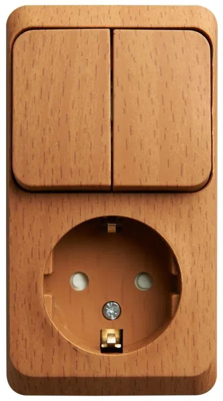 ETUDE O/U BLOCK: SOCKET with grounding per pc. + 2-way SWITCH, BEECH, Russia