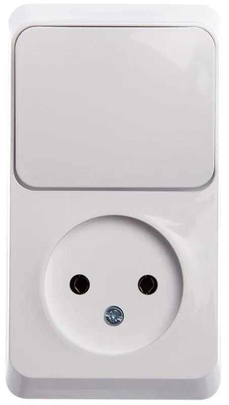 Блок ОП Этюд (1-м розетка без заземл. + 1-кл. выкл.) бел. SE BPA16-204B Systeme Electric