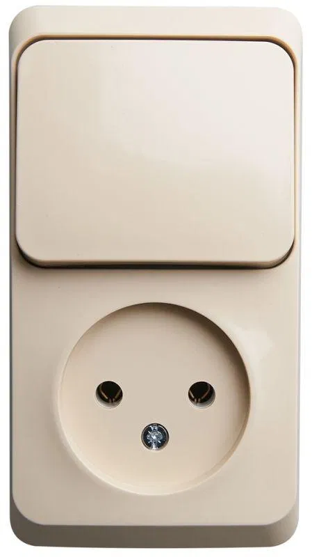 Блок ОП Этюд (1-м розетка без заземл. + 1-кл. выкл.) крем. SE BPA16-204K Systeme Electric