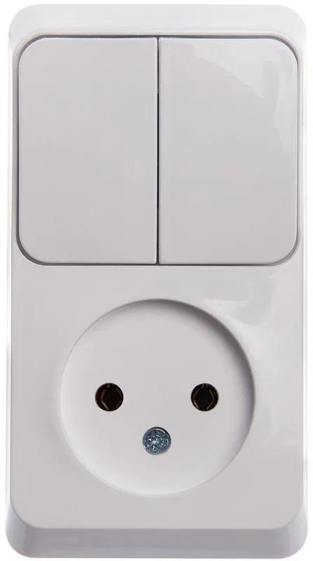 Блок ОП Этюд (1-м розетка без заземл. + 2-кл. выкл.) бел. SE BPA16-205B Systeme Electric
