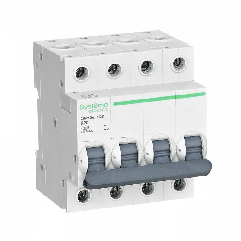 Выключатель автоматический модульный 4п B 20А 4.5кА City9 Set 400В SE C9F14420 Systeme Electric