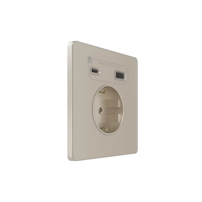 Розетка 1-м СП Systeme Infinity 16А IP20 250В с заземл. и заряд. устр. USB А+С 20Вт защ. шторки песчан. берег SE FSE000532 Systeme Electric