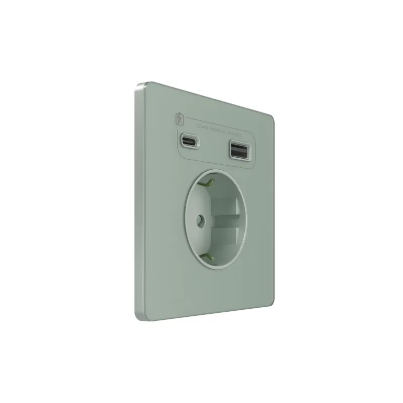 Розетка 1-м СП Systeme Infinity 16А IP20 250В с заземл. и заряд. устр. USB А+С 20Вт защ. шторки таежное утро SE FSE000832 Systeme Electric