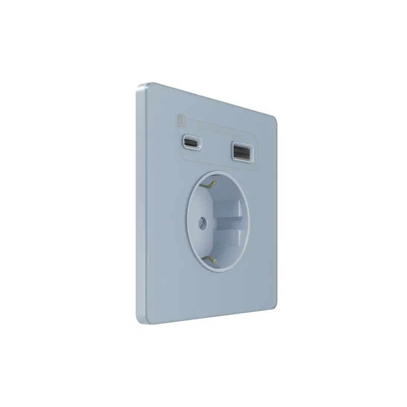 Systeme Infinity 1-位插座 16A IP20 250V 带接地及 USB A+C 20W 充电装置 防护盖 钢天色 SE FSE001132 Systeme Electric