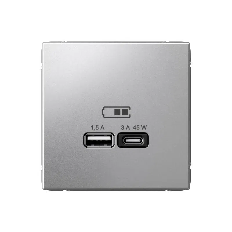 Розетка USB ArtGallery тип A+C 45Вт QC PD высокоскор. ЗУ механизм алюм. SE GAL000329 Systeme Electric