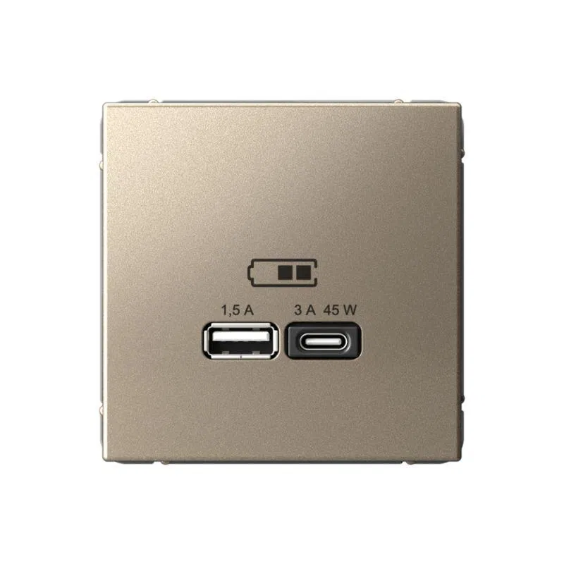 Розетка USB ArtGallery тип A+C 45Вт QC PD высокоскор. ЗУ механизм шампань SE GAL000529 Systeme Electric