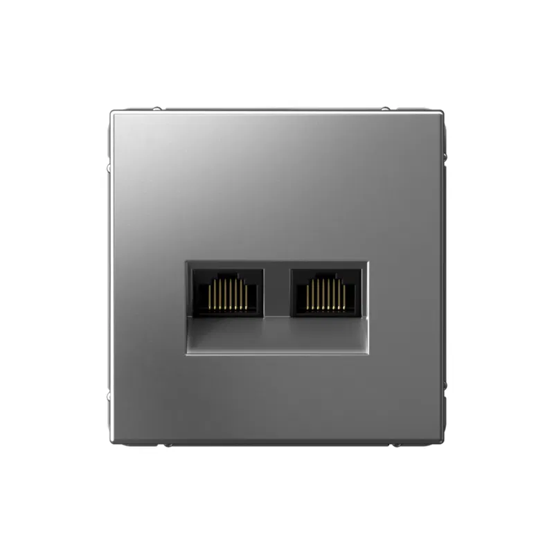 Розетка компьютерная 2-м ArtGallery RJ45 + RJ45 кат.5E механизм сталь SE GAL000985 Systeme Electric