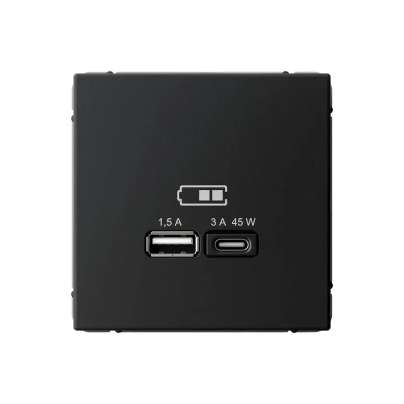 Розетка USB ArtGallery тип A+C 45Вт QC PD высокоскор. ЗУ механизм карбон SE GAL001029 Systeme Electric