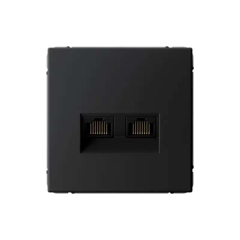 Розетка компьютерная 2-м ArtGallery RJ45 + RJ45 кат.5E механизм карбон SE GAL001085 Systeme Electric