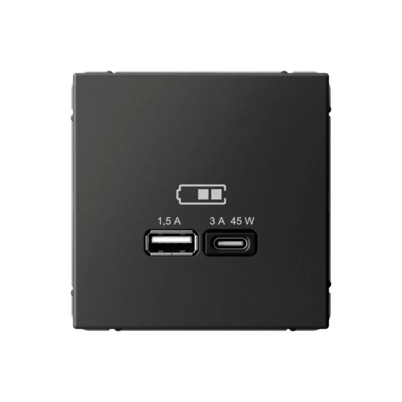 Розетка USB ArtGallery тип A+C 45Вт QC PD высокоскор. ЗУ механизм базальт SE GAL001429 Systeme Electric
