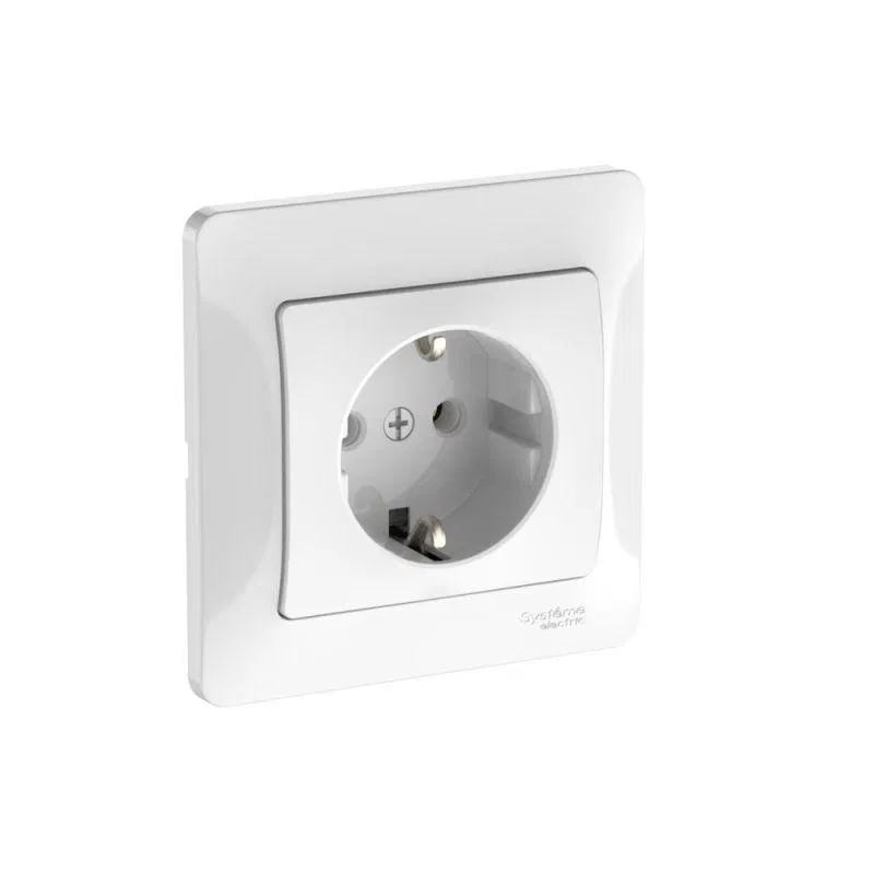 Розетка Glossa 16А с заземл. быстрозажим. клем. в сборе бел. SE GSL000142S Systeme Electric