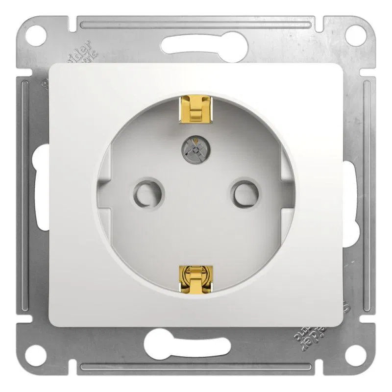 Розетка 1-м СП Glossa 16А IP20 с заземл. защ. шторки механизм бел. SE GSL000145 Systeme Electric