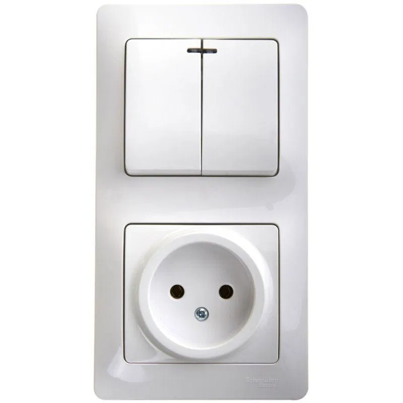 GLOSSA BLOCK: SOCKET + 2-way SWITCH with backlight WHITE