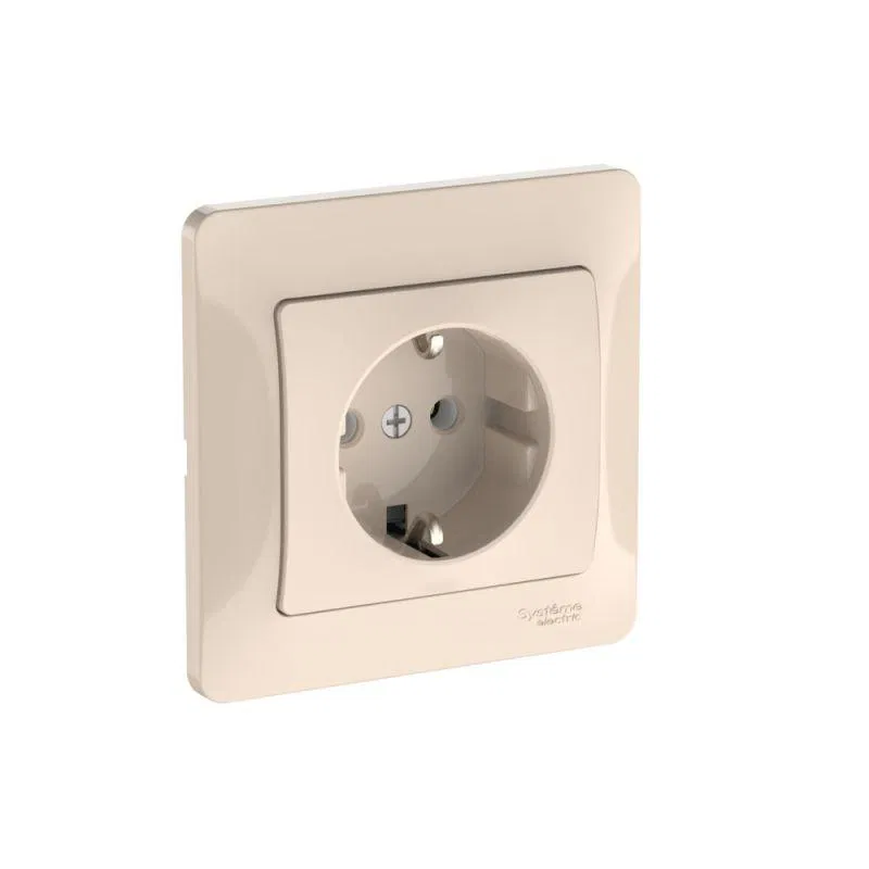 Розетка Glossa 16А с заземл. быстрозажим. клем. в сборе беж. SE GSL000242S Systeme Electric