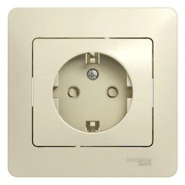 Socket 1-way SP Glossa 16A IP20 with grounded protective shutters assembly beige SE GSL000244 Systeme Electric
