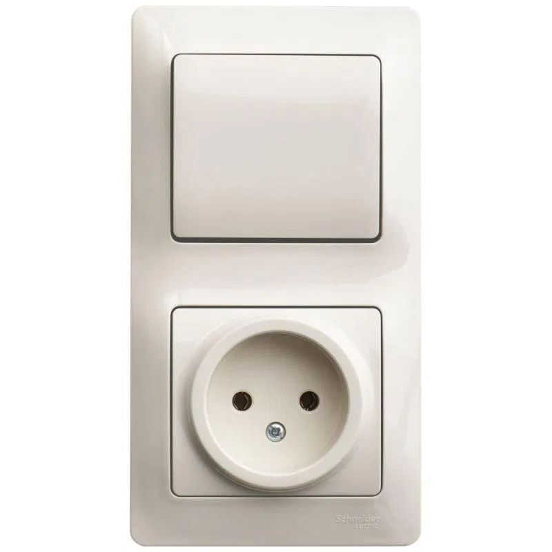 Glossa 组合面板 (插座 + 单控开关) 米色 SE GSL000260 Systeme Electric