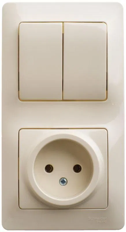 Блок комбинированный Glossa (розетка + 2-кл. выкл.) беж. SE GSL000272 Systeme Electric