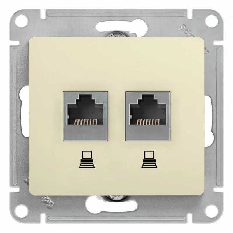 Розетка компьютерная 2-м Glossa RJ45 кат.5E механизм беж. SE GSL000285KK Systeme Electric
