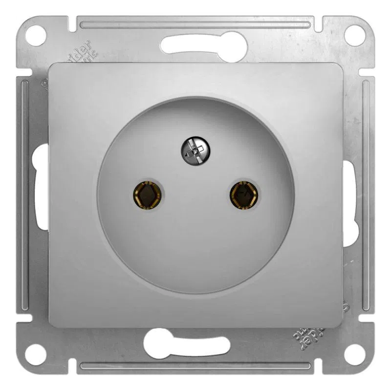 Розетка 1-м СП Glossa 16А IP20 без заземл. механизм алюм. SE GSL000341 Systeme Electric
